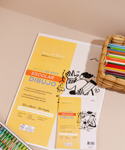 Block de arte escolar dibujo 33x48cm