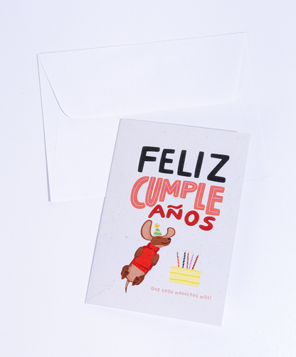 Tarjeta + Sobre Cumpleaños Perrito