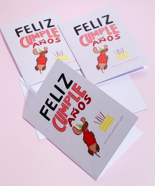 Tarjeta + Sobre Cumpleaños Perrito