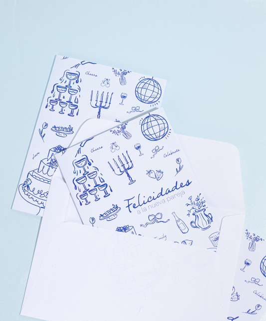 Tarjeta + Sobre Felicidades Matrimonio Azul