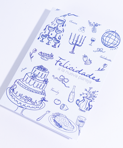 Tarjeta + Sobre Felicidades Matrimonio Azul