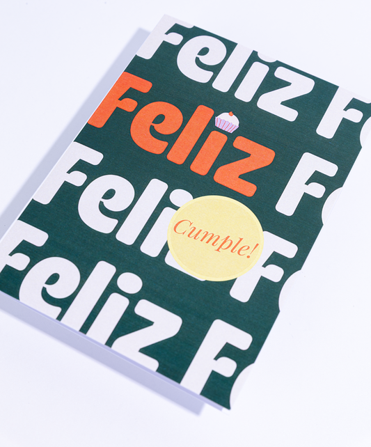 Tarjeta + Sobre Feliz Cumple Verde