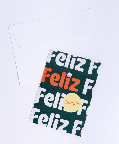Tarjeta + Sobre Feliz Cumple Verde