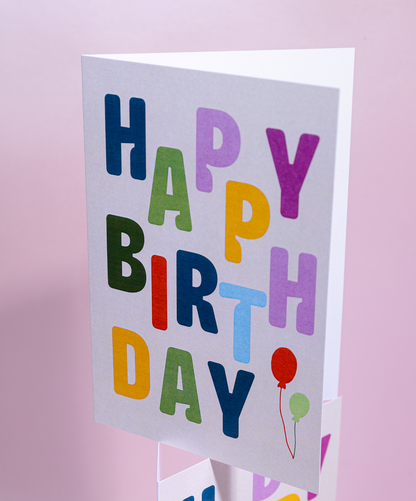 Tarjeta + Sobre Happy Birthday Colores