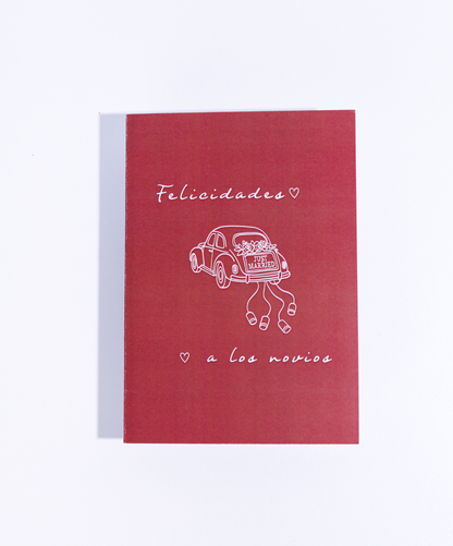 Tarjeta + Sobre Novios Matrimonio Rojo