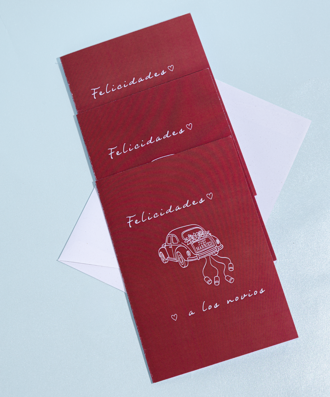 Tarjeta + Sobre Novios Matrimonio Rojo