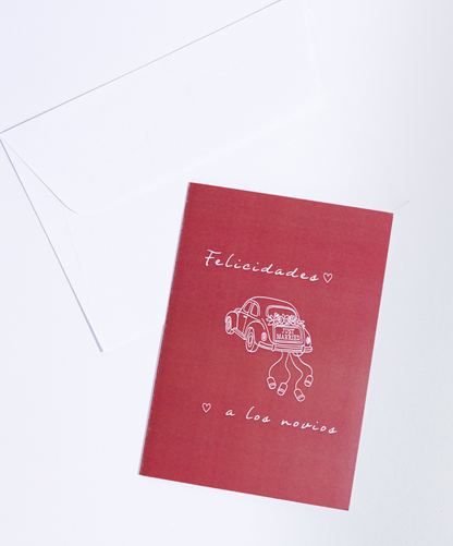 Tarjeta + Sobre Novios Matrimonio Rojo