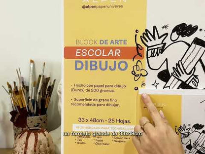 Block de arte escolar dibujo media carta